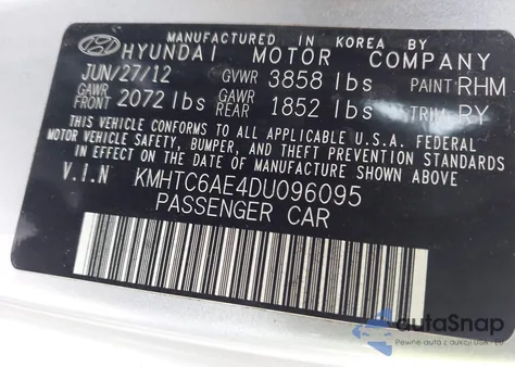 2013 Hyundai Veloster Turbo W/Blue z USA, uszkodzony, nr VIN KMHTC6AE4DU096095